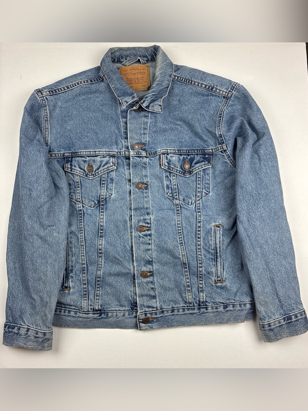 Levis Men Large Denim Jacket Denim Trucker Blue Relaxed Fit 70507-0389 Cotton - Picture 1 of 9